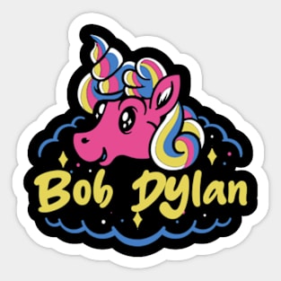 bob dyl and unicorn Sticker